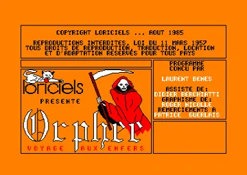 Orphee (1985)(Loriciels)(fr) screen shot title